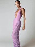 Halter Deep V Neck Maxi Dress Women - Norellé