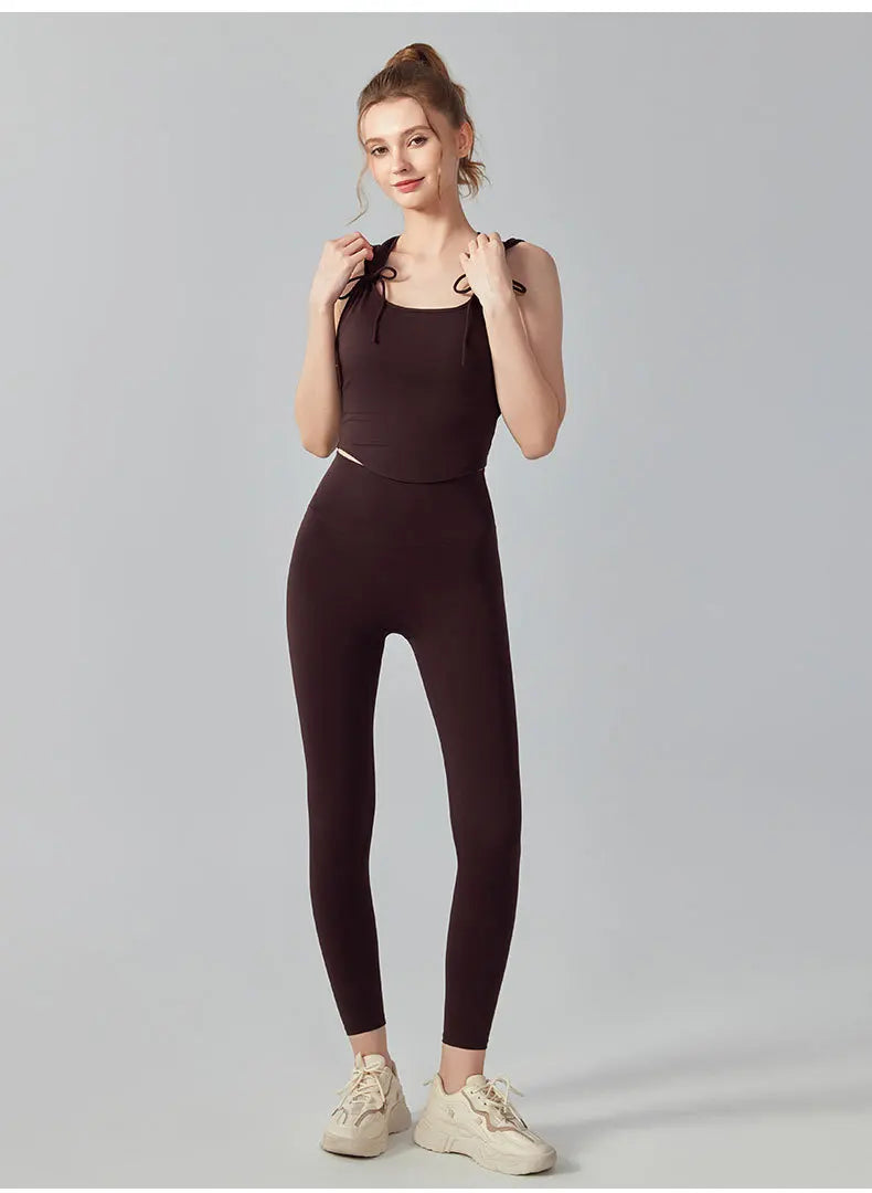 Women Yoga Bow Tie Hooded Vest Skin-friendly Soft Breathable Tank Top