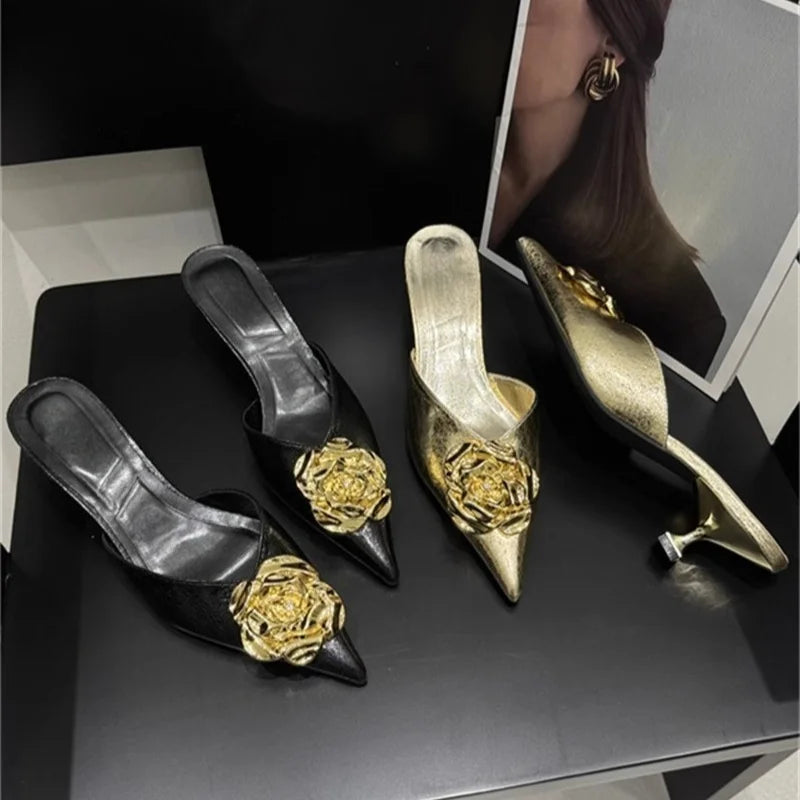 Women Flats Slippers Pointed Toe Elegant Mules