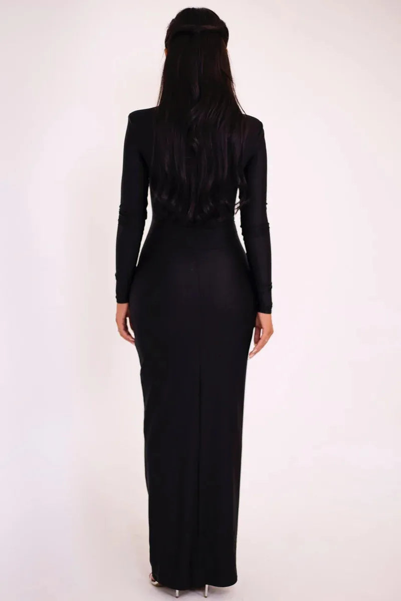 Elegant Hollow Out Long Sleeve Maxi Dress For Women