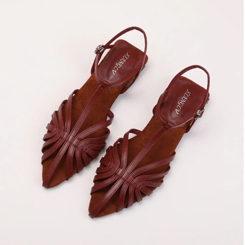 Knitted Low Heeled Roman Shoes For Women