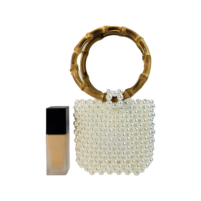 Round Bamboo Handle Handbag and Purse