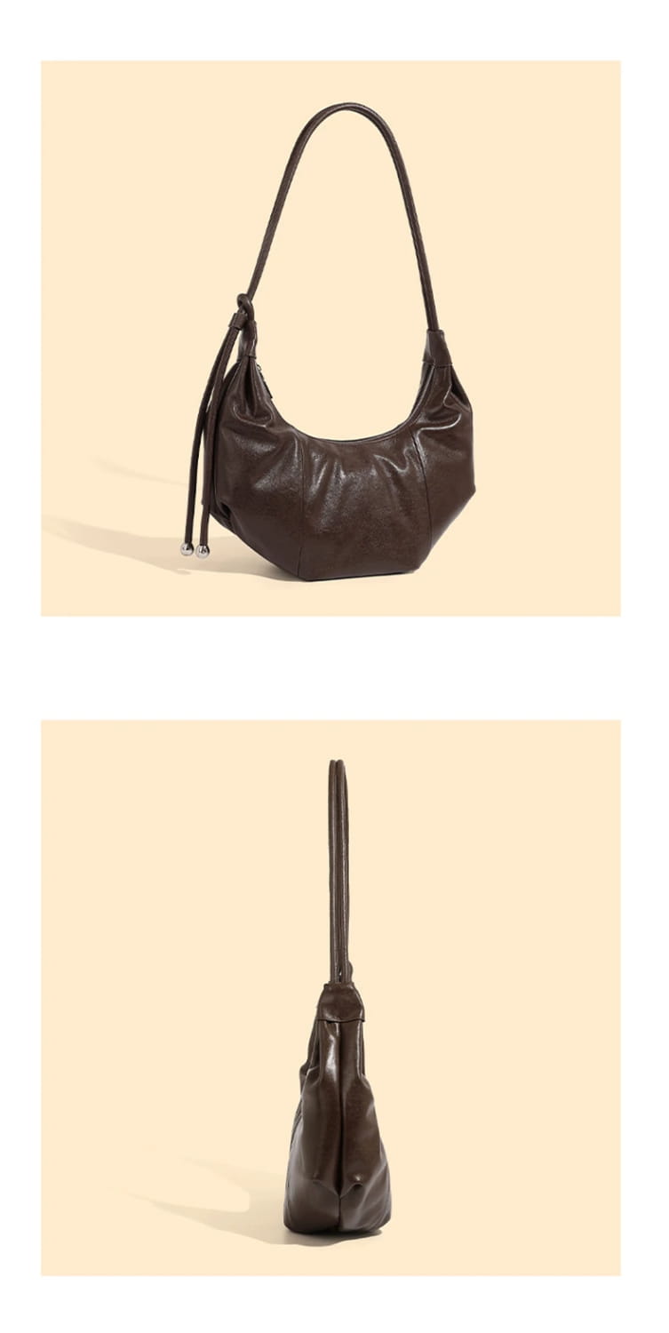 Cowhide Genuine Leather Half Moon Shoulder Bag