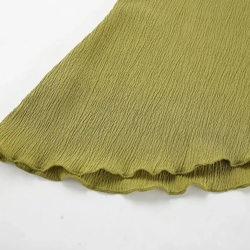 Hanging Green Pants Set Sleeveless Backless Two-piece