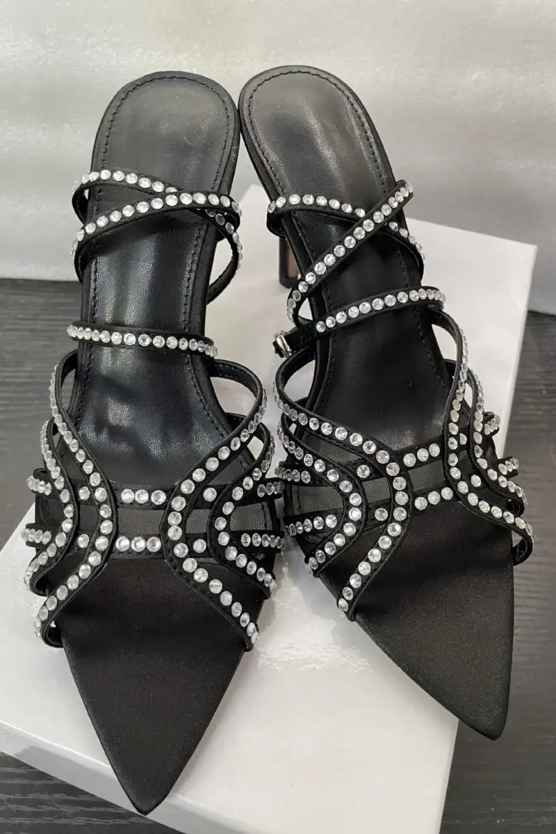 Women’s High-heeled Sandals with Rhinestones