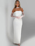 Scarf Collar Strapless Maxi Dress For Women - Norellé
