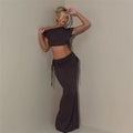 Asymmetric Drawstring 2 Piece Dress Sets - Norellé