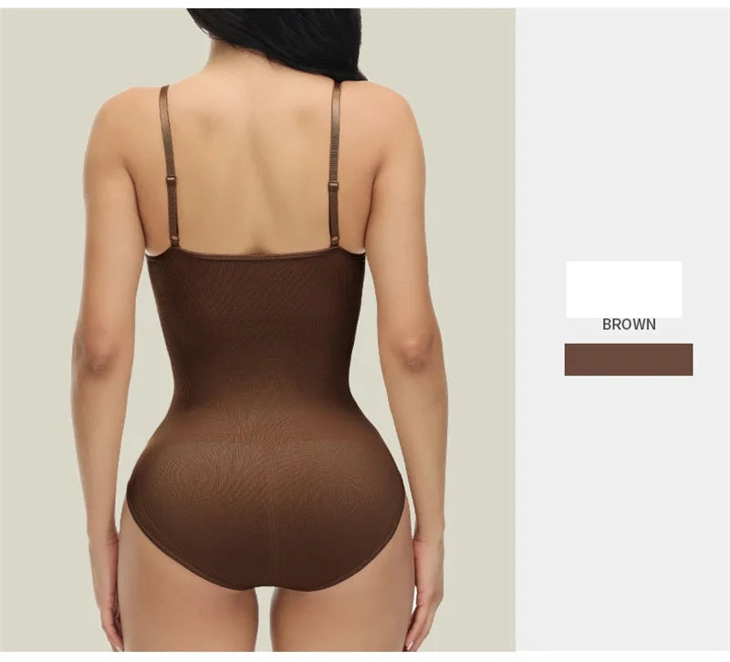 V Neck Spaghetti Strap Bodysuit Compression Body Suits