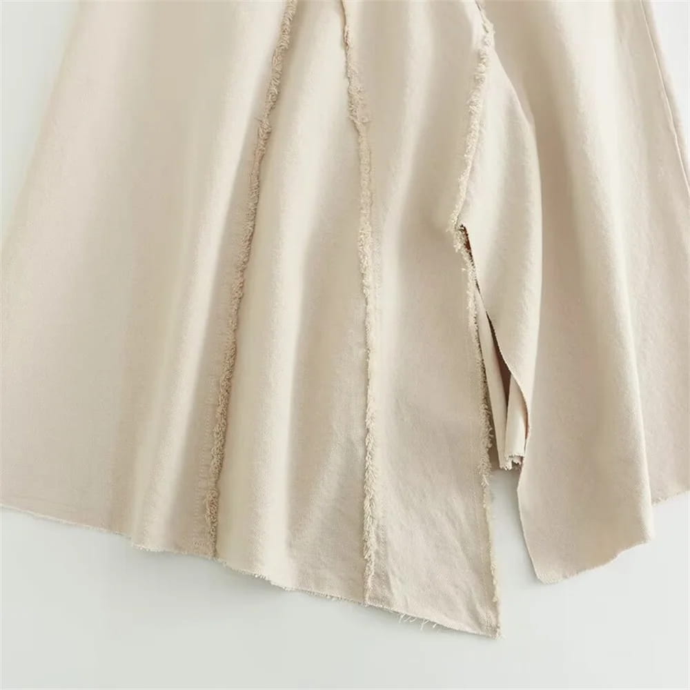 Women’s Temperament Asymmetric Ragged Edge Tight Top High Waist Solid Color Skirt Set