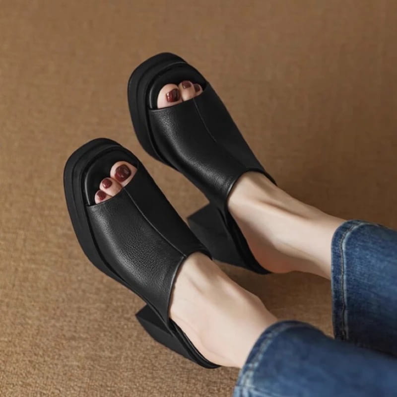 Women’s Slippers High Heels Thick Bottom Round Head Open Toe Sandals