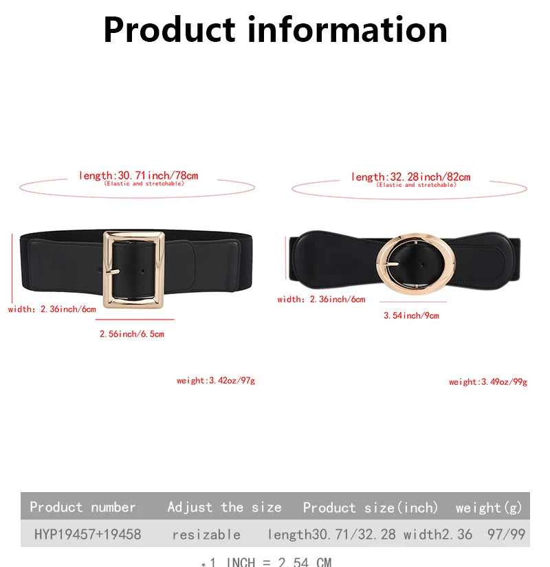 Simple Metal Pin Buckle Elastic Waist Belt