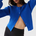 Women Casual Loose O-neck Single Breasted Long Sleeve Sweaters