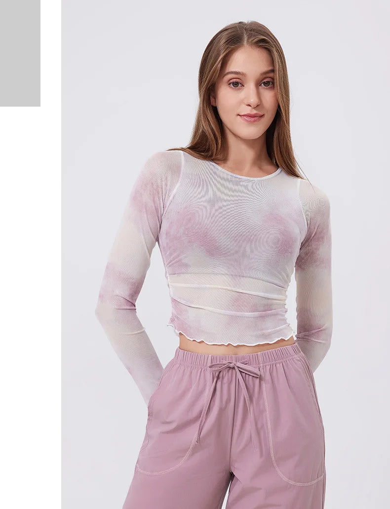 Women Long Sleeve With Chest Pad T-shirt Gym Workout Vest