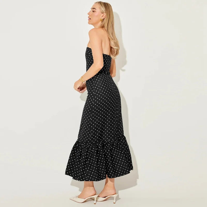 Polka Dot Off-shoulder Maxi Dress Women