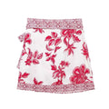 Women's Retro Emblem Pattern Flower Print Shirt Hollow Flower Mini Wrap Skirt