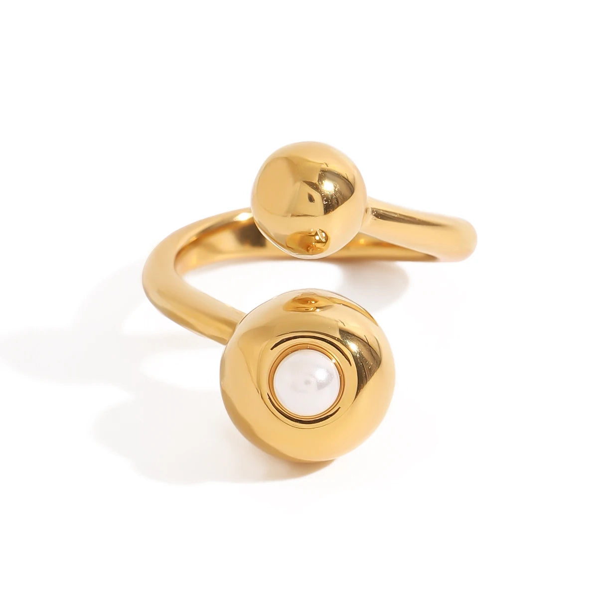 Minimalist Spherical Ring Pearl Irregular Adjustable