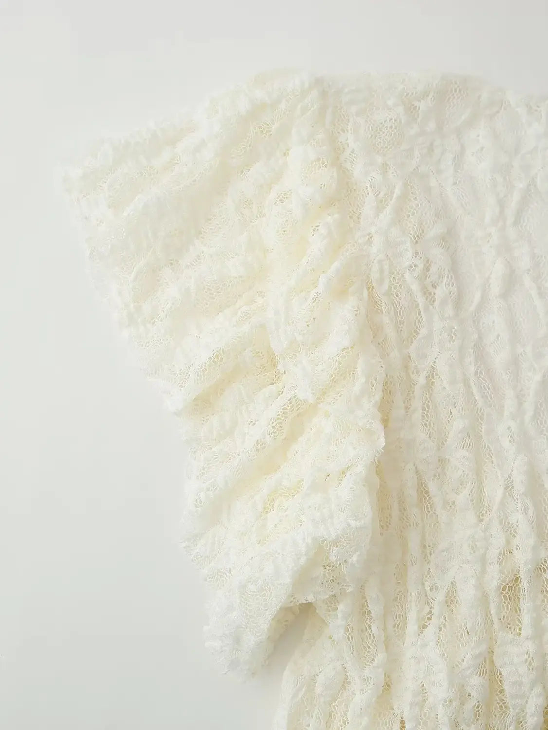 Women Bow Layered Lace Shirt Hollow V-neck