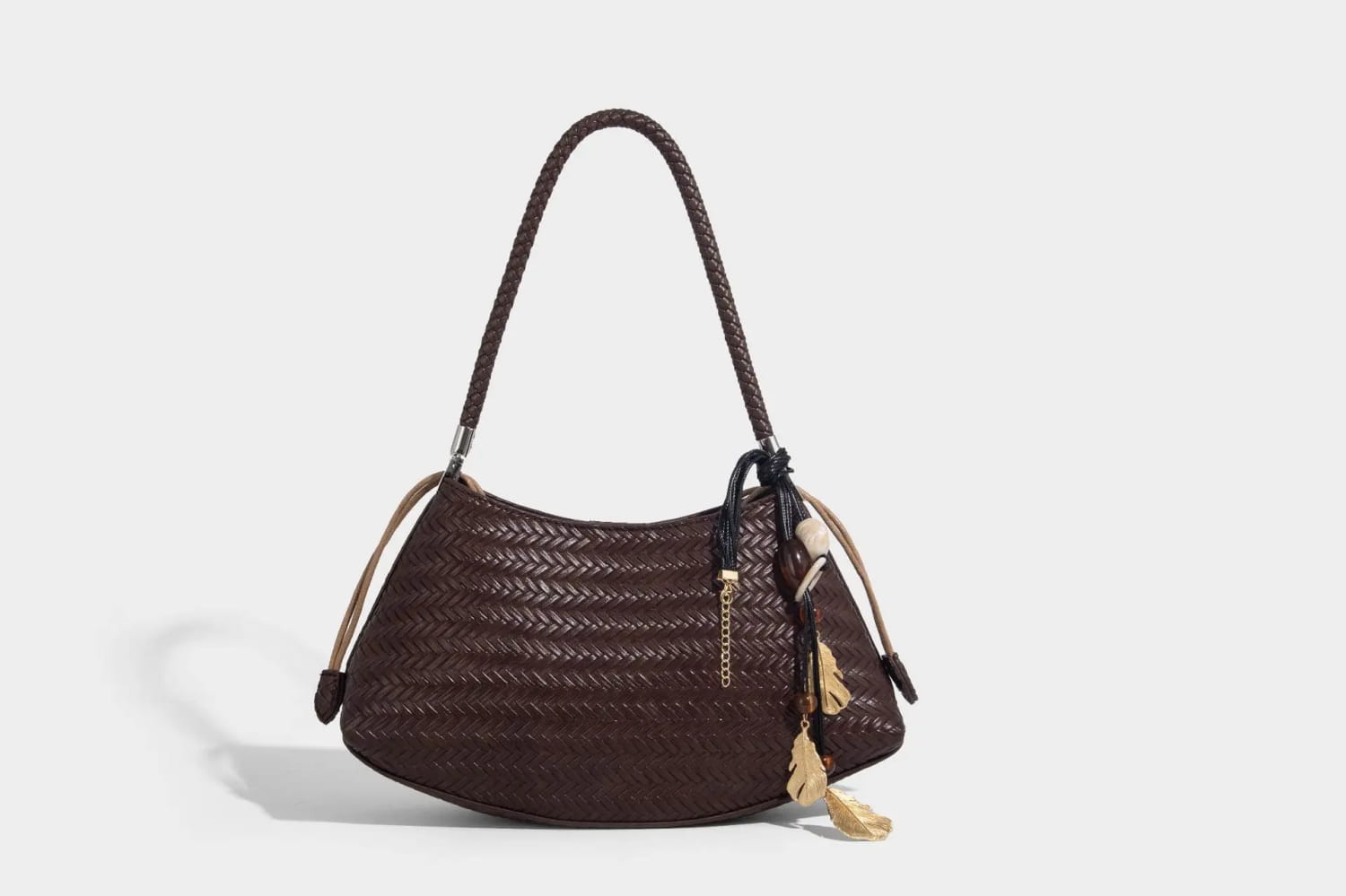 Handmade Weave PU Drawstring Tote Bags For Women