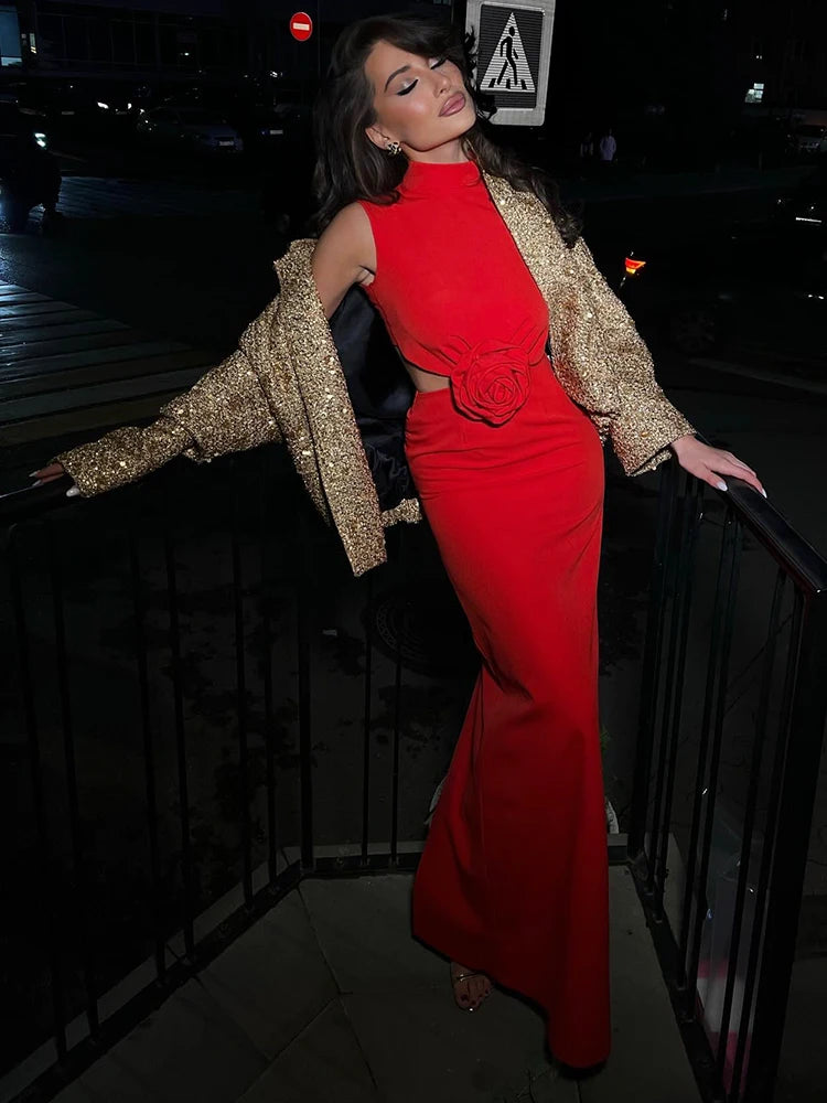 Elegant Hollow Out Maxi Dress - Norellé