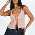 Summer Cami Top Bowknot Lace-Up Sleeveless Cropped Vest Elegant - Norellé