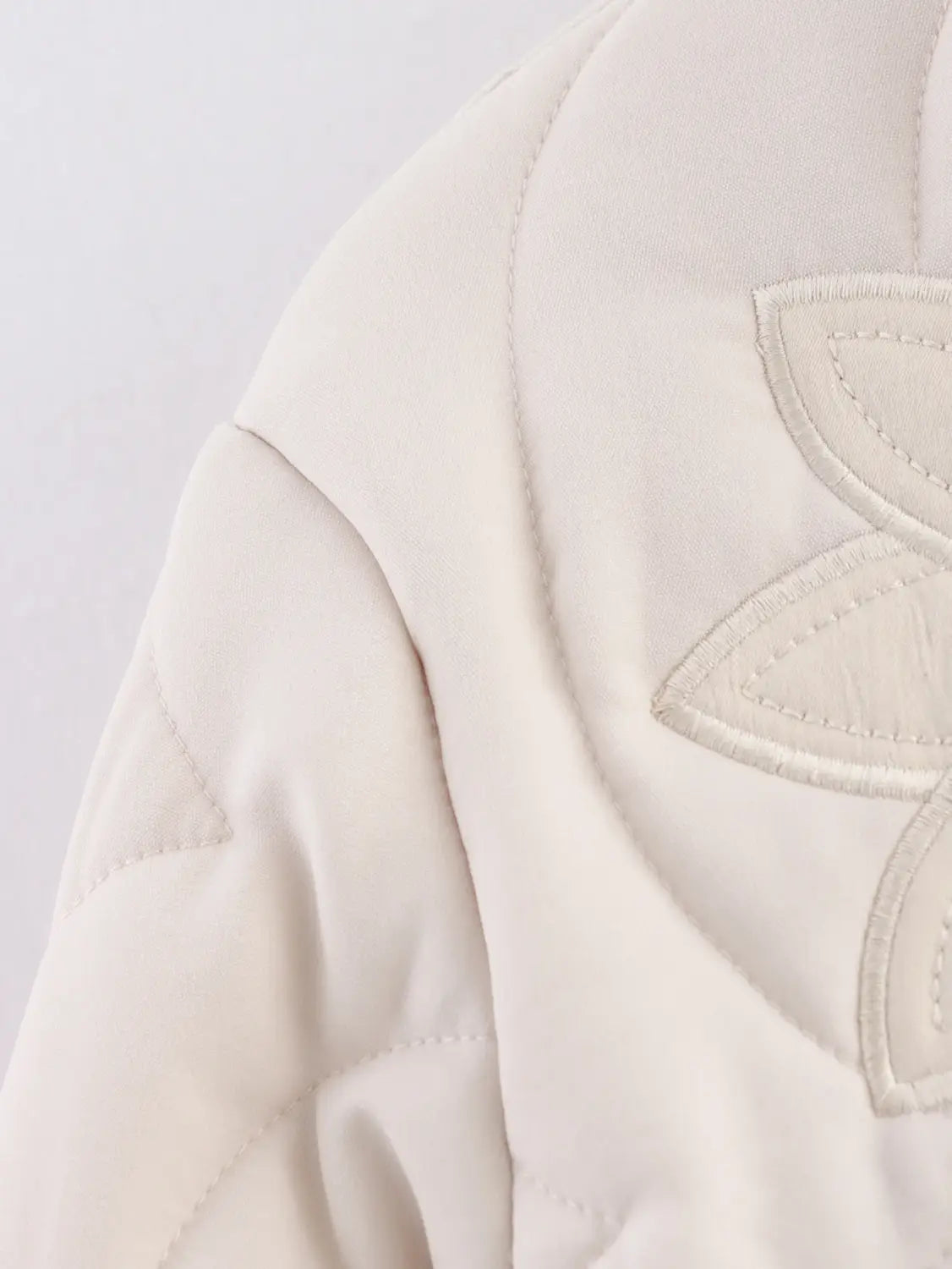 Women Floral Embroidery Quilted Jacket Coat