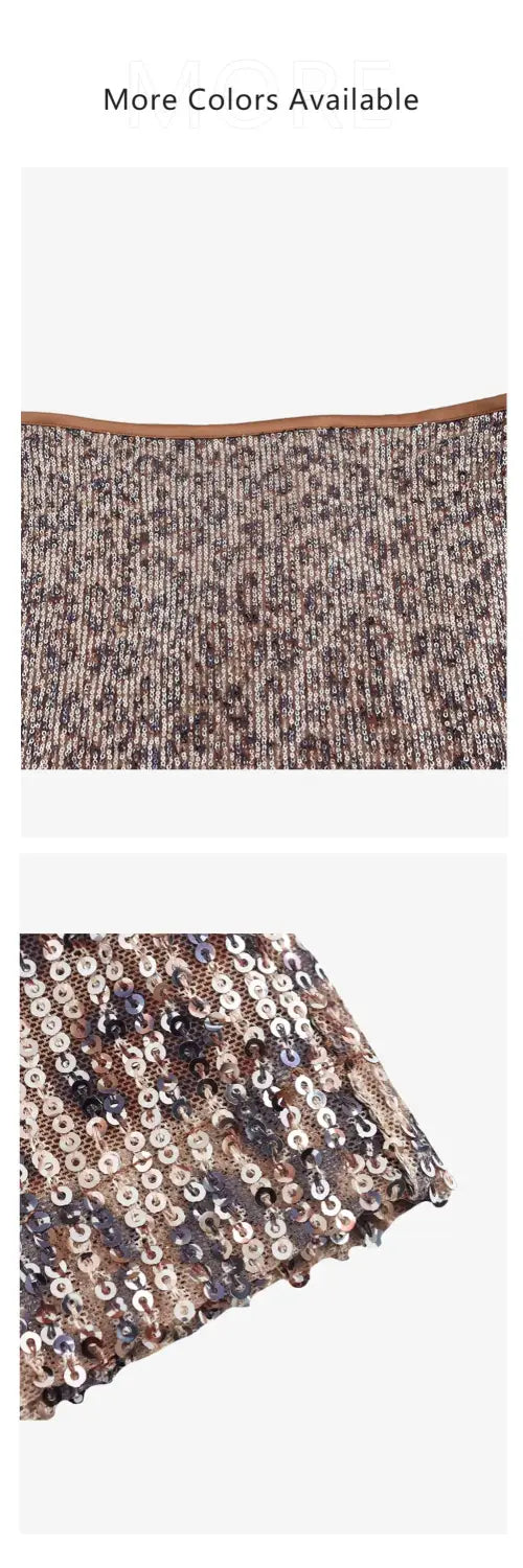 Women’s Slim Fit Sequin Inlaid High Waisted Mini Skirt