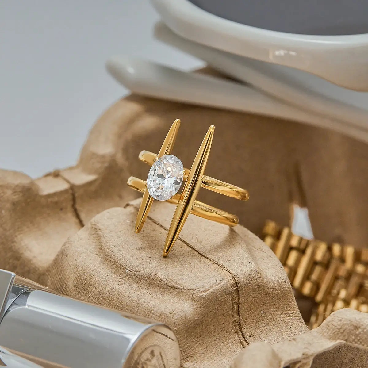 Minimalist Gold Color Plated Stainless Steel Rings