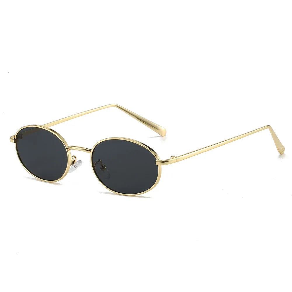 Retro Small Oval Leopard Print Sunglasses for Women