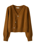 Skew Button Cardigan V-neck Sweater Women Knitted Long - Norellé