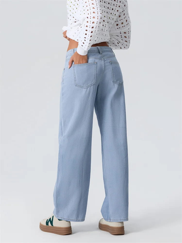 Women Wide Leg Boyfriend Jeans