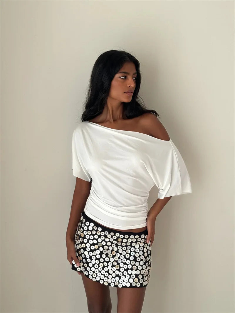 Shoulder T-shirt Tops For Women