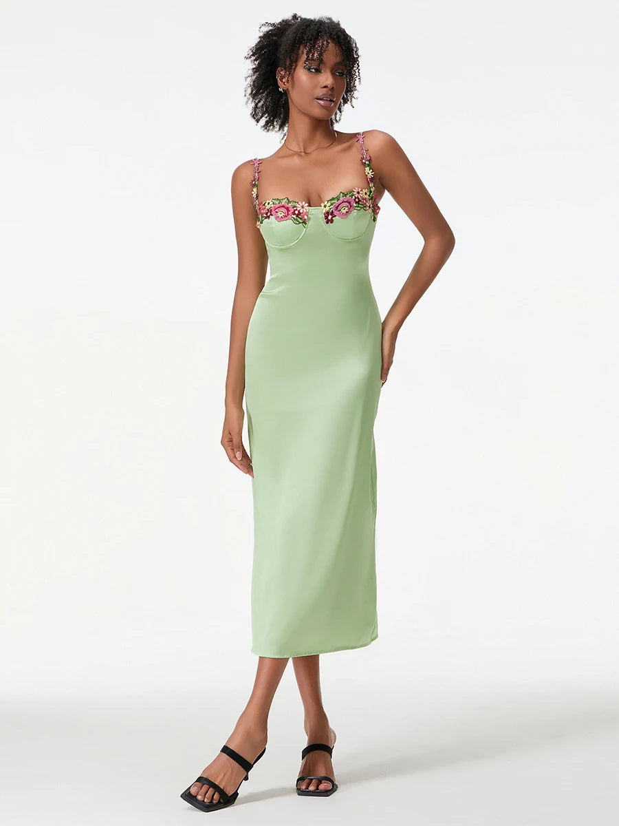 Satin Sling Bodycon Long Dress Women