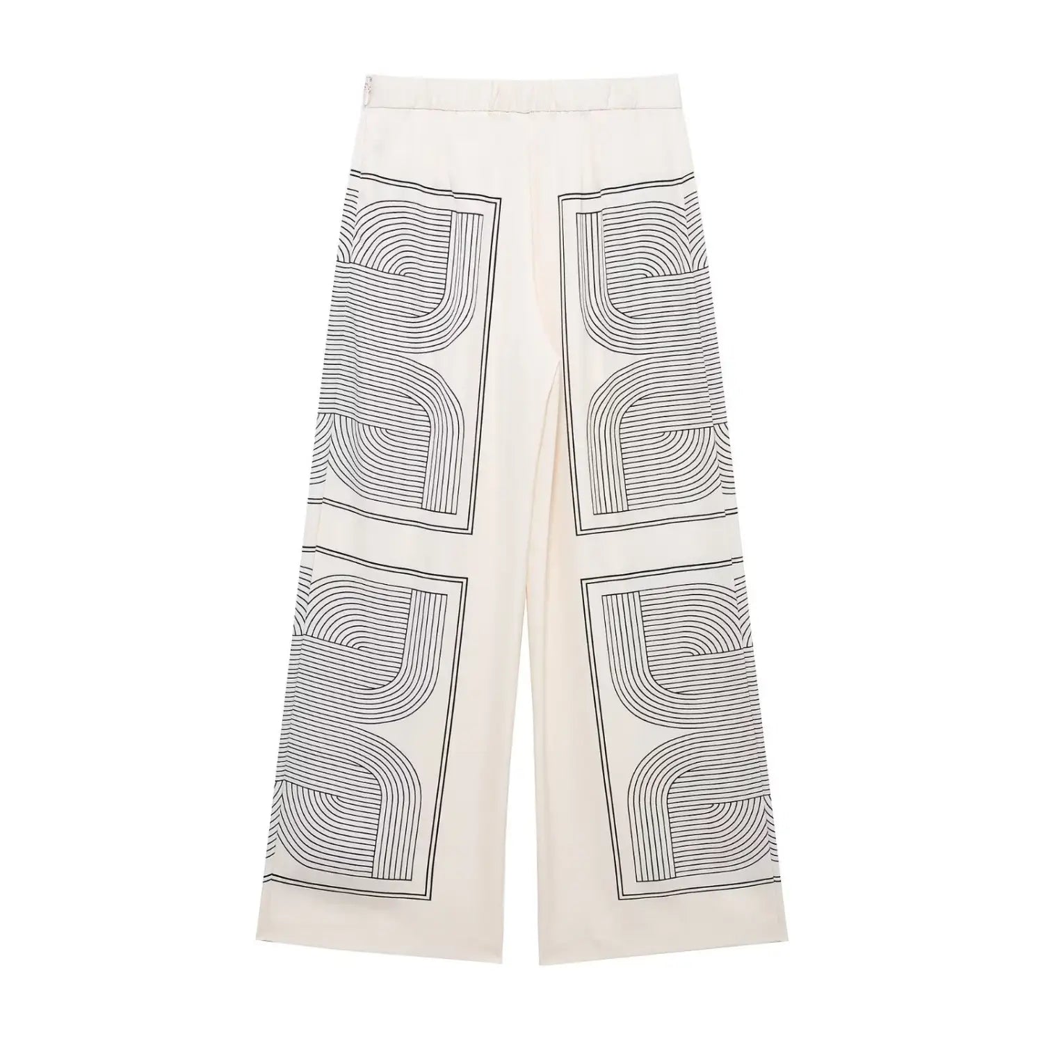 Women’s Loose And Versatile Printed Twill Fabric Shirt High Waisted Pants