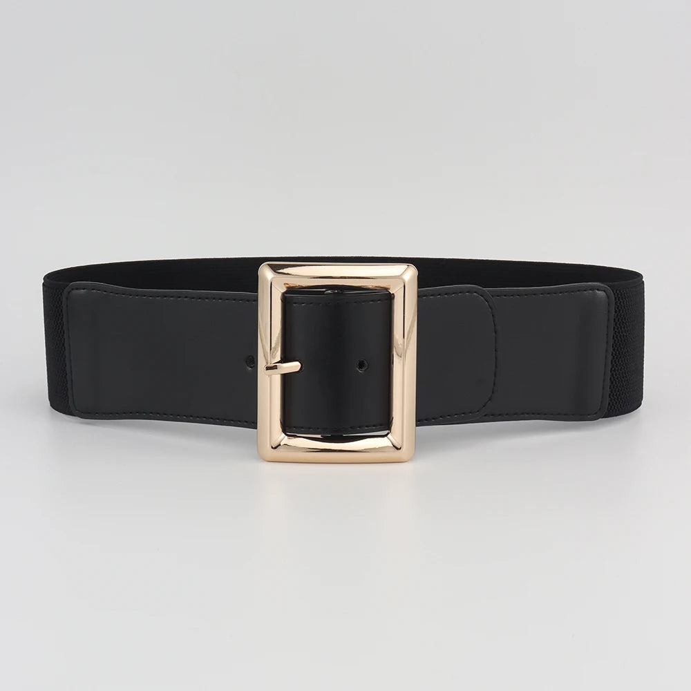Simple Metal Pin Buckle Elastic Waist Belt