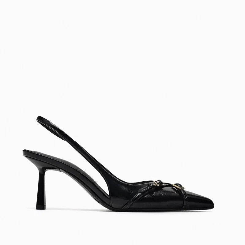 Black Cross Belt Buckle High Heels