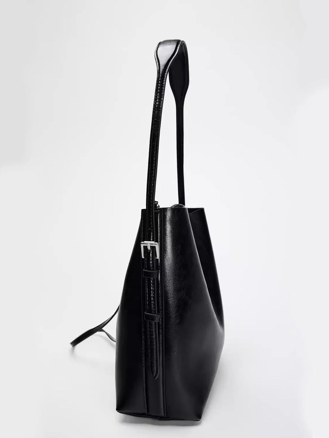 Simple Women's Bag Black Double Strap Single Shoulder Atmospheric Handheld Crossbody Bucket Bag