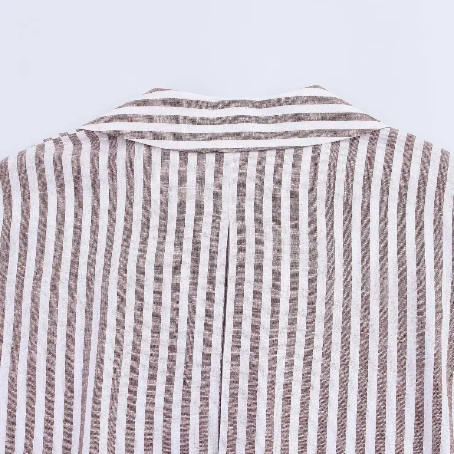 Women’s Shirt With a Collar and Wide Sleeves Simple Stripes Single Breasted