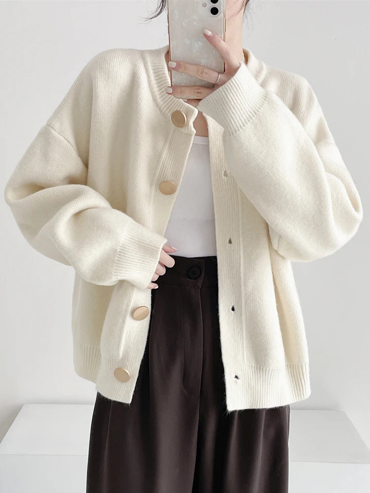 Women Cardigans Sweater O-neck Autumn Winter Knitted Loose - Norellé