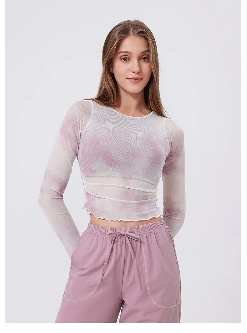 Women Long Sleeve With Chest Pad T-shirt Gym Workout Vest