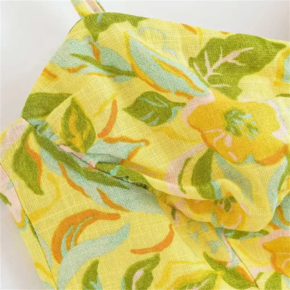 Women’s Strap Fashion Printed Short Top High Waist Long Half Skirt Set