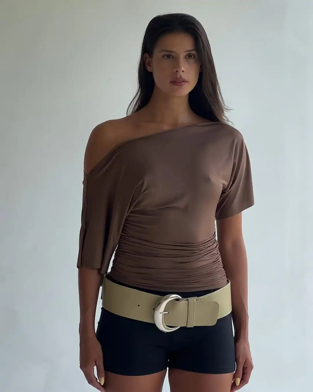 Off Shoulder Ruched Crop Top Women