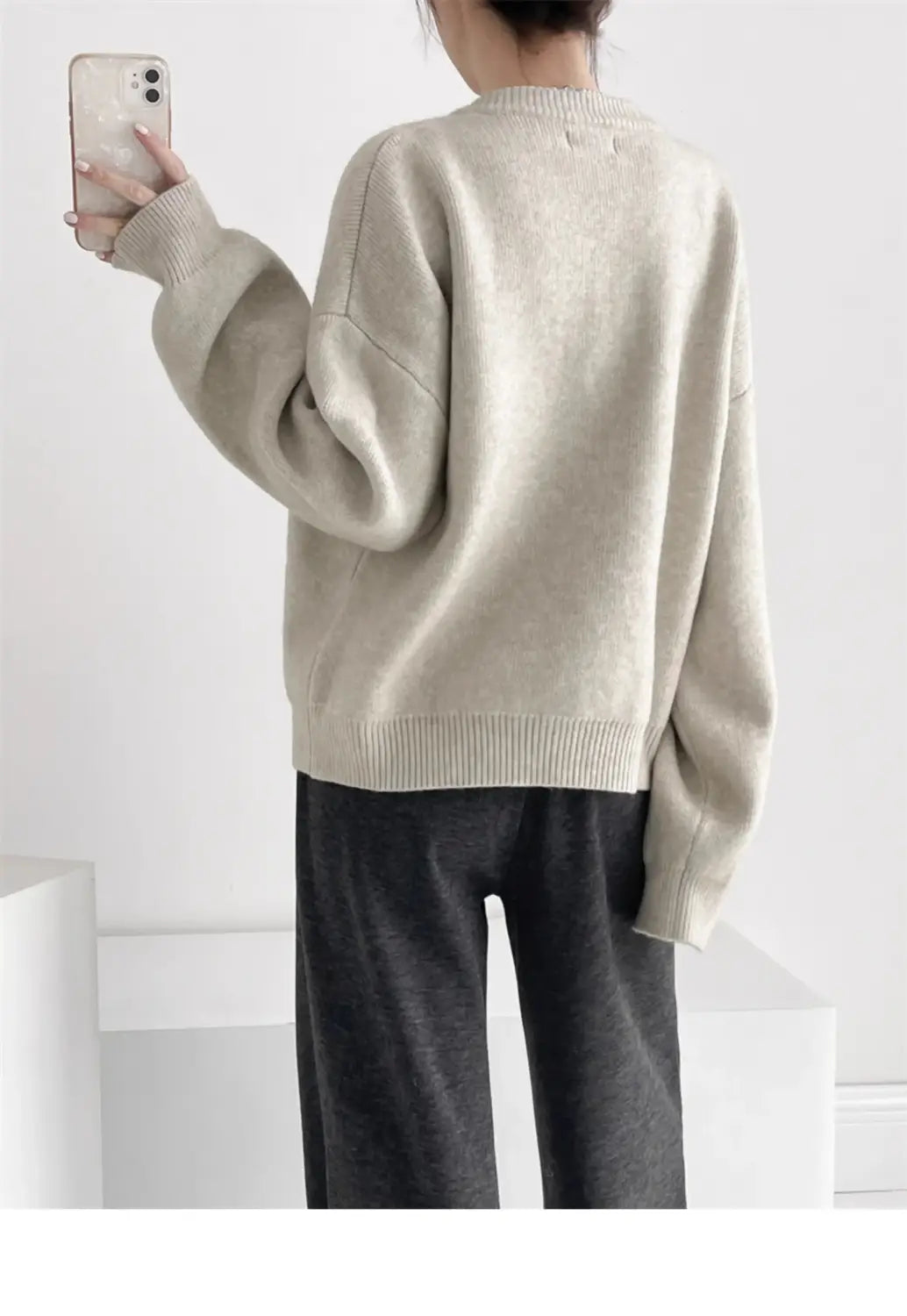 Women Cardigans Sweater O-neck Knitted Loose