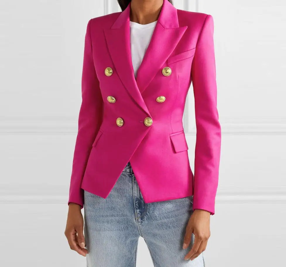 Casual Long Sleeve Turn-down Collar Double Breasted Jacket For Women