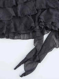 Asymmetric Mini Skirt for Women Ruffled Design Mid-Waist Side Zipper