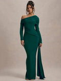 Skew Collar Long Sleeve Maxi Dress For Women - Norellé