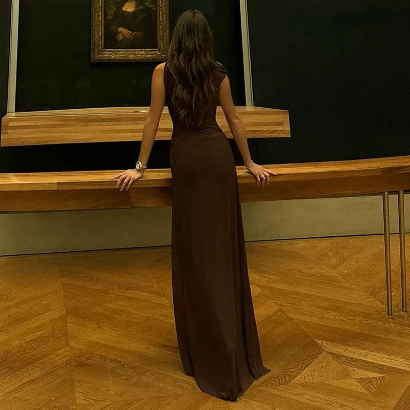 Off-shoulder Pleated Maxi Dress Women’s