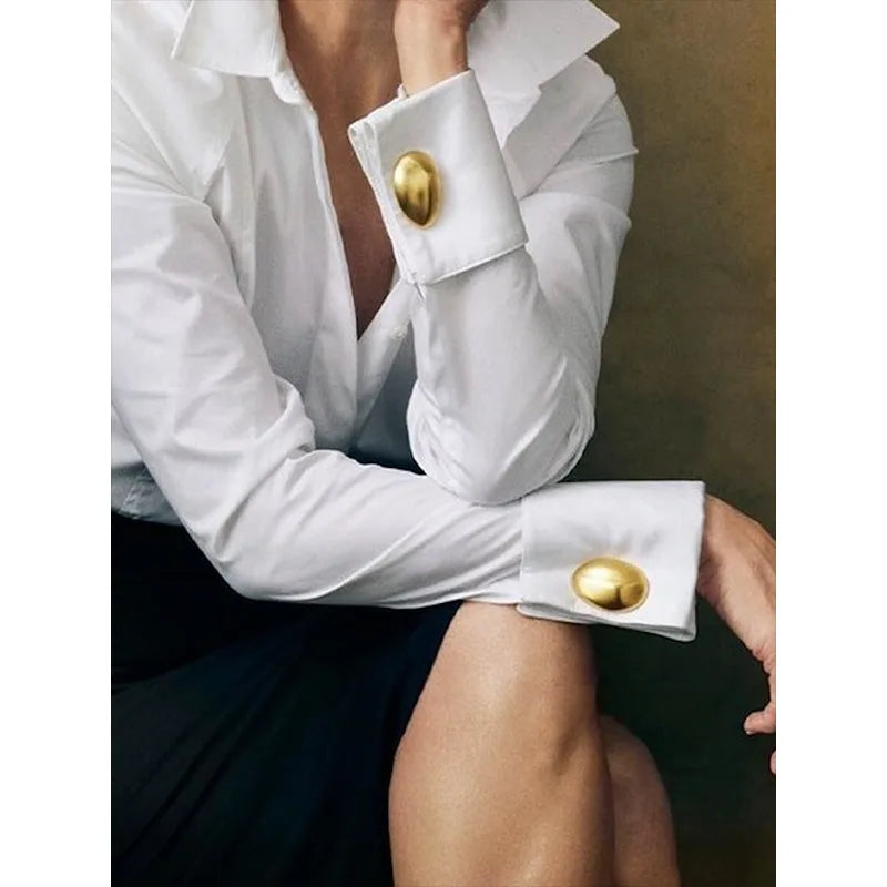 Women's White Shirts Office Lady Long Sleeves Classic Tops - Norellé