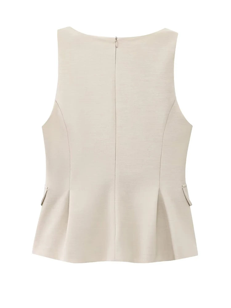 Women Solid Skirt Hem Tops Spring Summer Fashion Chic Sleeveless - Norellé