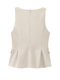 Women Solid Skirt Hem Tops Spring Summer Fashion Chic Sleeveless - Norellé