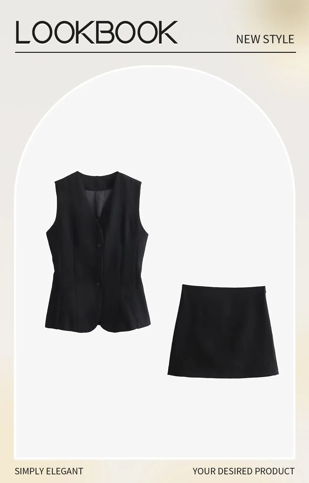 Women’s Wear Button Decoration Slim Fit Tank Top High Waist A-line Skirt Short